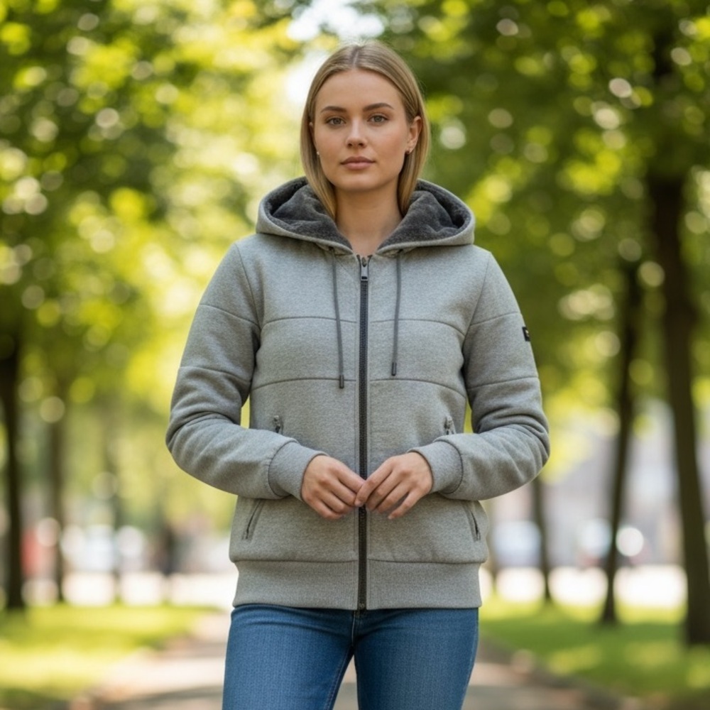 Armani Exchange Heather Gray Zip-Up Hoodie - Casual XS